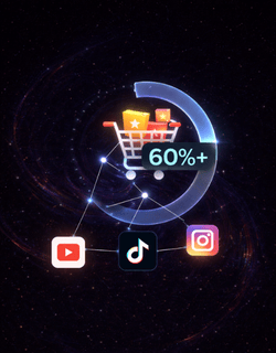 Visual representation of YouTube, TikTok, and Instagram influencing over 60% of product discovery – Outrun Growth, best digital marketing agency in Chennai.